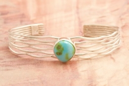 Genuine Sonoran Turquoise Sterling Silver Branch Bracelet
